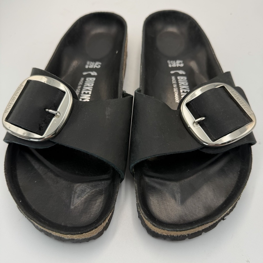 Birkenstock Madrid Big Buckle Slide Sandal in Black Leather Size 42 (US 11) - Picture 4 of 7